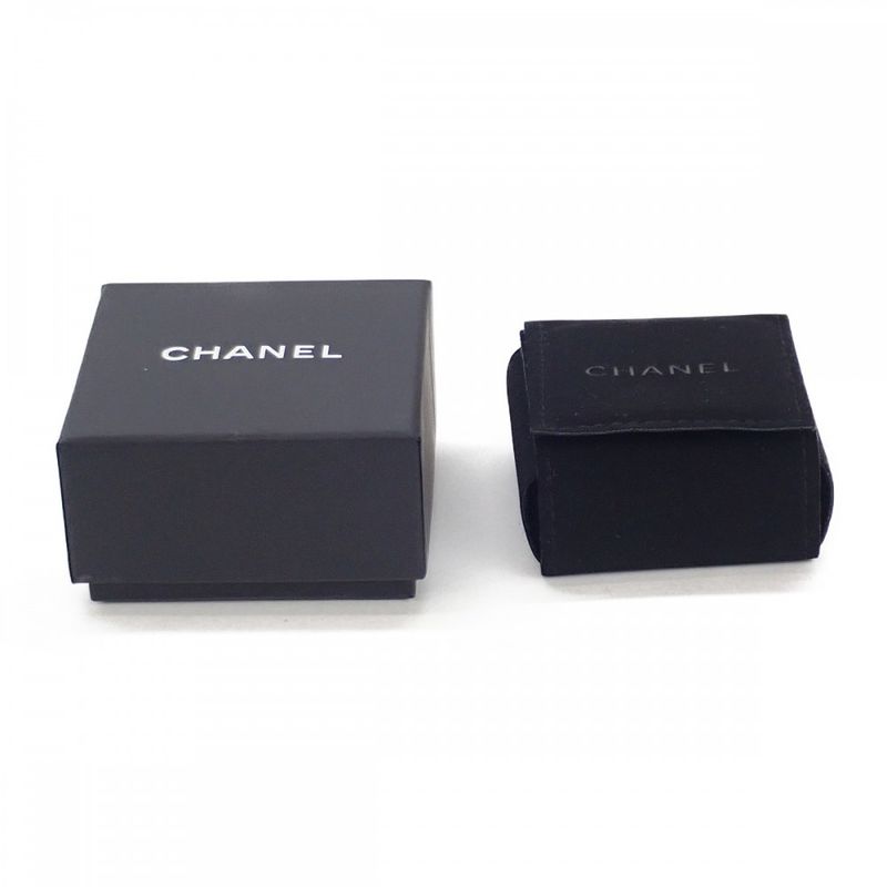 Chanel Coco Mark Cadenna 14K A88942 Earrings Metal Silver Ladies [AB Rank