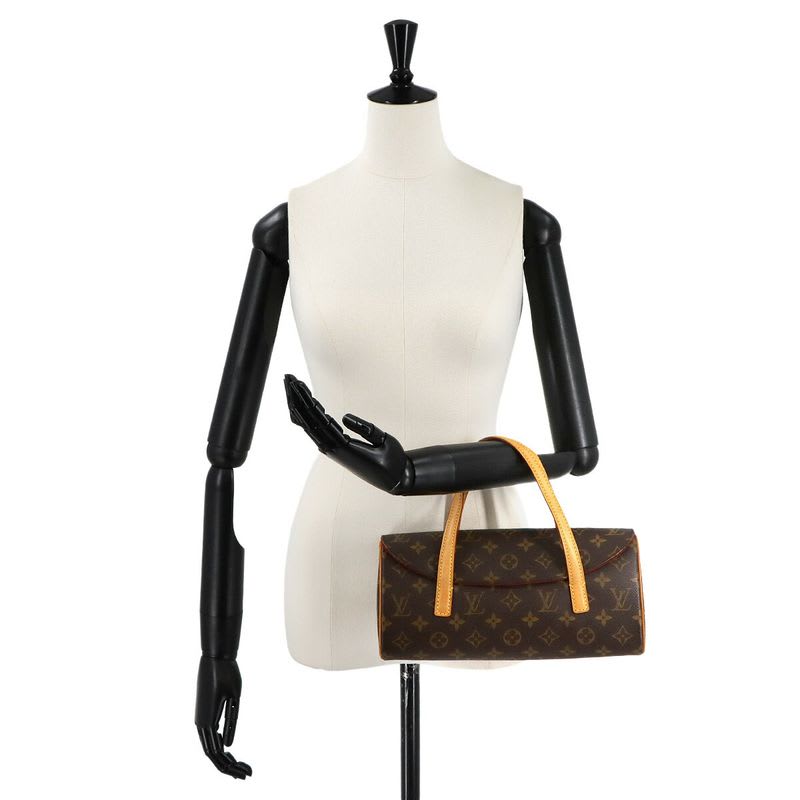 Louis Vuitton Monogram Sonatine Hand Bag Brown Gold Hardware