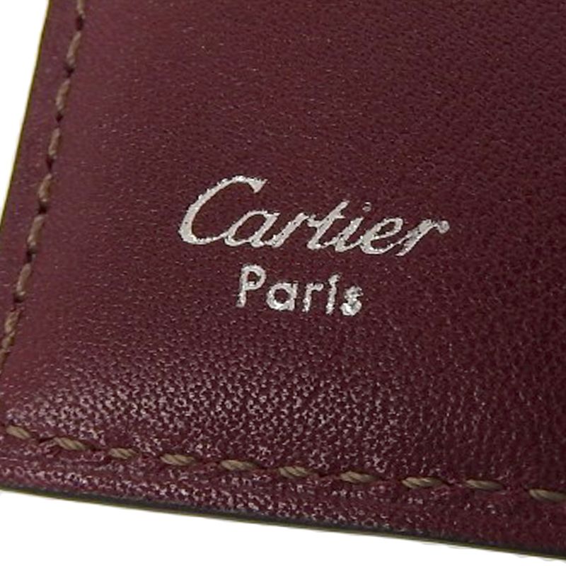 Unused With Box Cartier 2012 Item L3001156 Glen Check Suede Leather 8cc Wallet