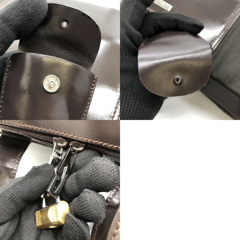 Gucci 010 0305 Business Bag Briefcase With Key Nylon Leather Khaki Brown