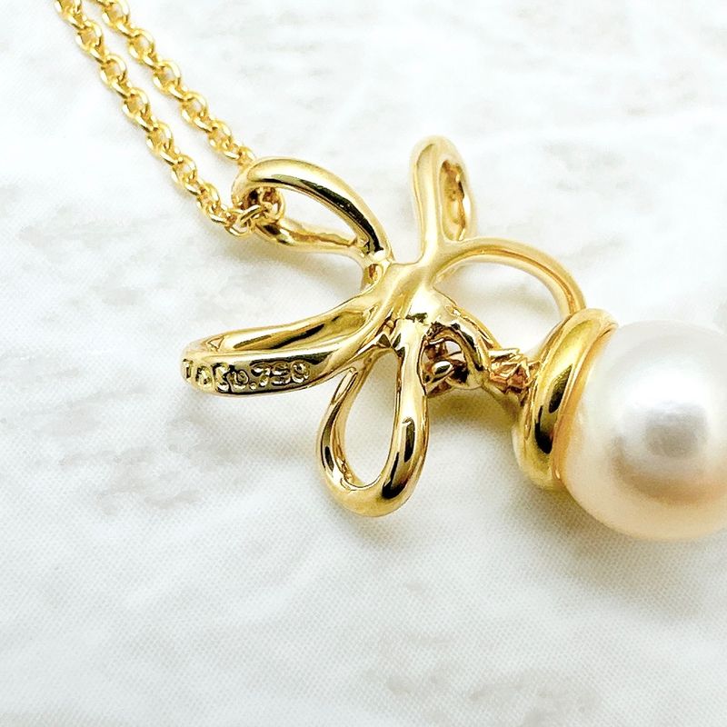 Tiffany & Co Wire Flower Pearl Yellow Gold Approx 45cm (17.72in) U