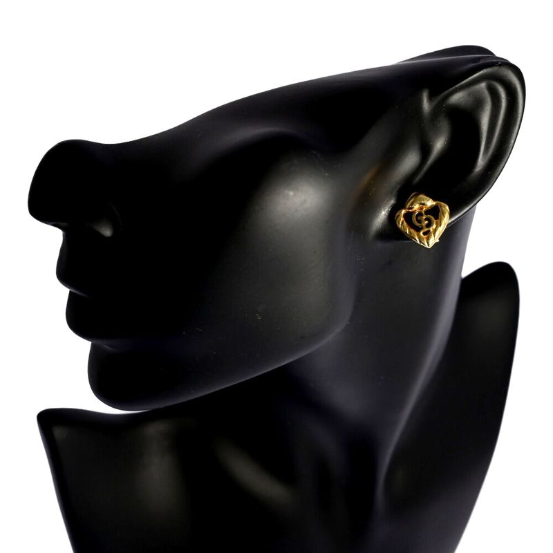 Christian DIOR CD Logo Heart Earrings / Alloy / Plated - 5.4g / Yellow / Next