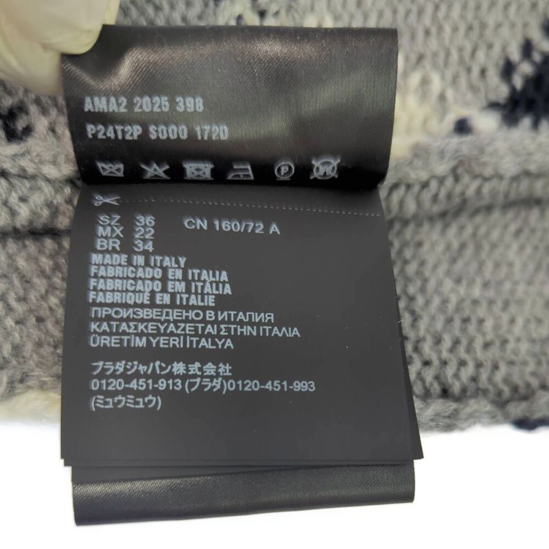 Prada Cashmere Argyle Check Knit Sweater Top / New 2025aw/p24t2p_172d_f0031_s_oo