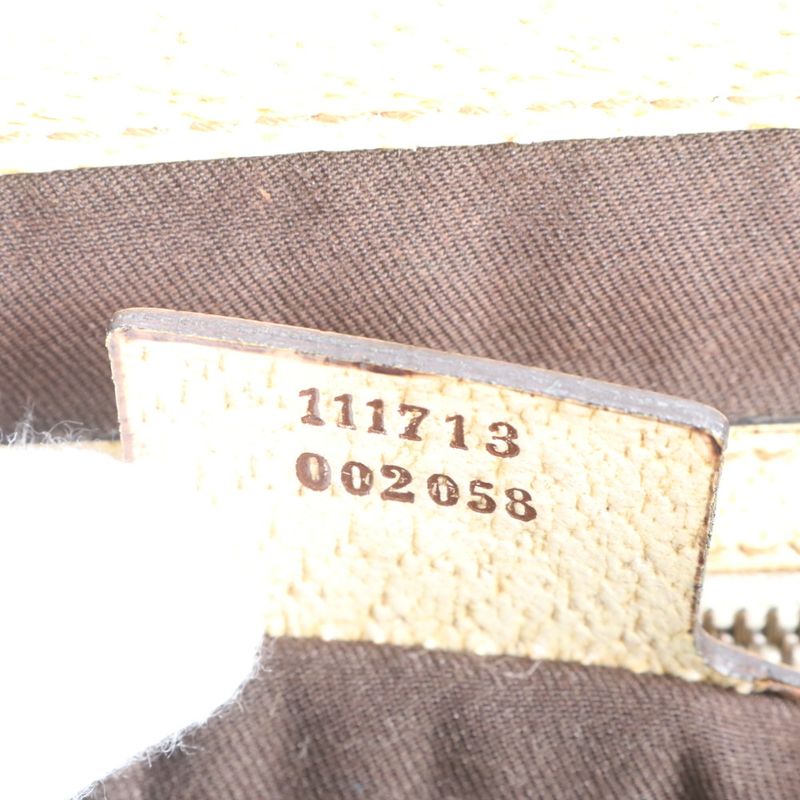 Gucci GG Canvas Bamboo Leather Tote Bag Shoulder 111713 Gold Hardware Beige