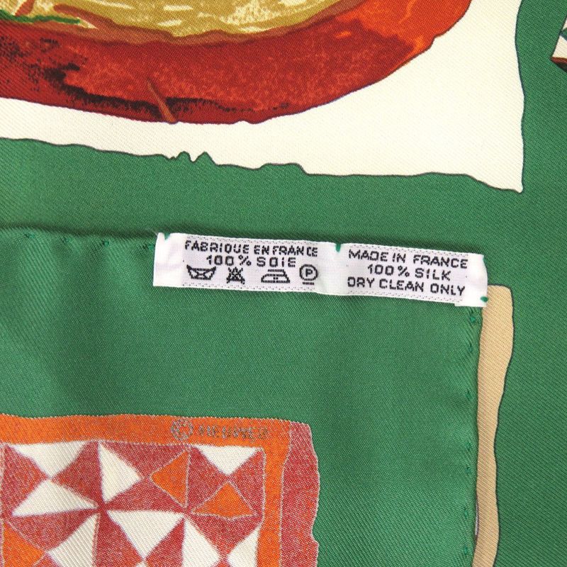 Hermes Carre 90 Persona Silk Green Orange Red Scarf 0105 Hermes