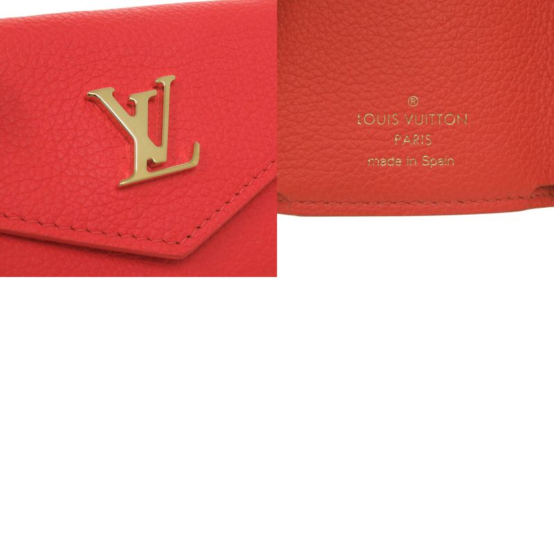 Louis Vuitton Portefeuille Lock Mini M67860 Leather Red Trifold Wallet Red LV