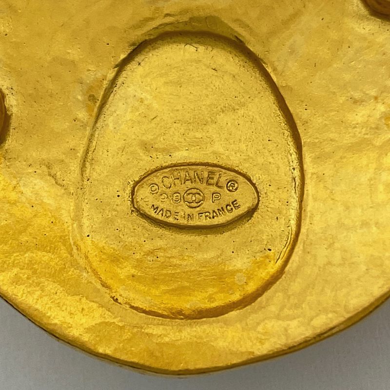 Chanel Coco Mark Colored Stone Brooch Round Gripore Brooch GP Gold Ladies