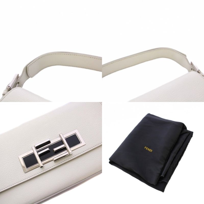 Fendi 3 Baguettes Shoulder Bag Leather White 8br720 KH - OH