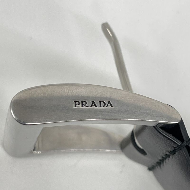 Prada 24 P242ik SOOO 15GJ Black Calfskin Belt Button Fly Center Press Wool