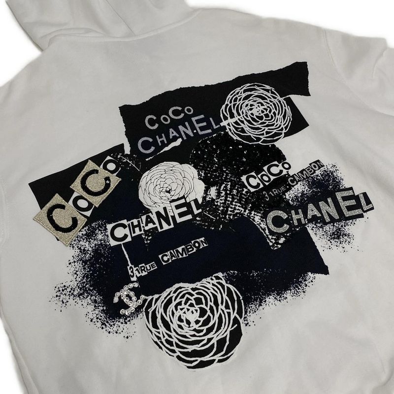 Chanel Hoodie Size XS Women - P63299 White And Black Long Sleeves / Sequins /