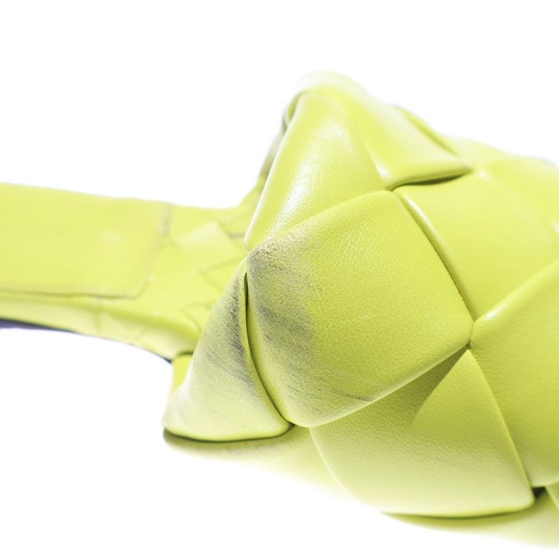 Bottega Veneta Lido Intrecciato Leather Flat Sandal Yellow