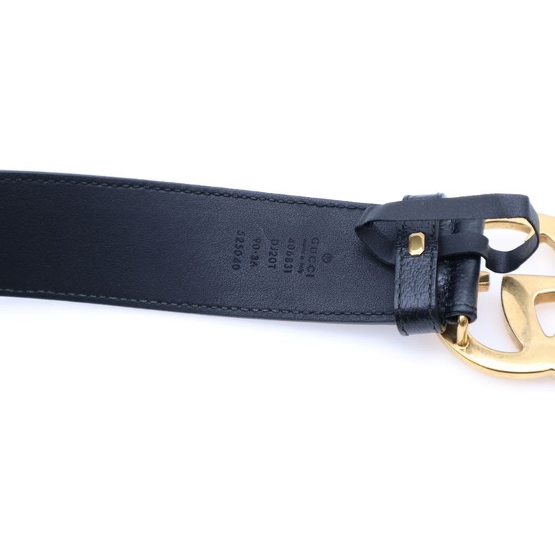 Gucci GG Marmont Buckle Leather Belt Black 40683