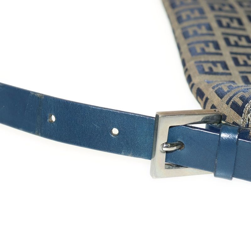 Fendi Zucchino Handbag One Shoulder Bag Navy Canvas