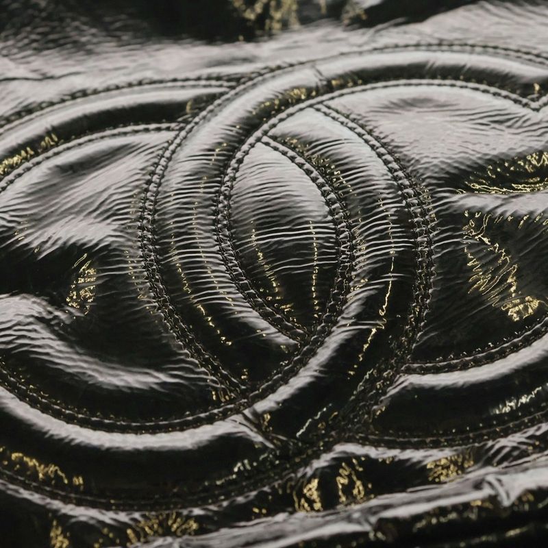 Chanel Patent Leather Enamel Double Chain Shoulder Bag Black