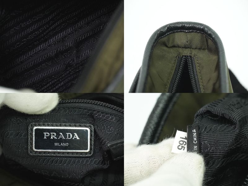 Authentic Prada Nylon Shoulder Bag Pochette Khaki Bag Pre-owned [follow-up