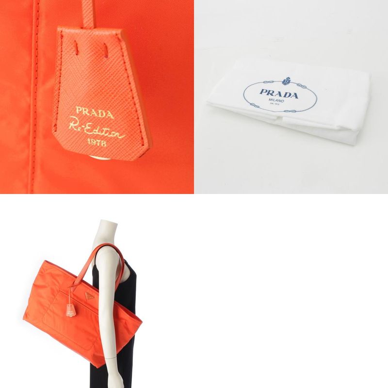 Prada Re-nylon X Saffiano Leather Re-edition Tote Handbag Hand 1bg527 Orange