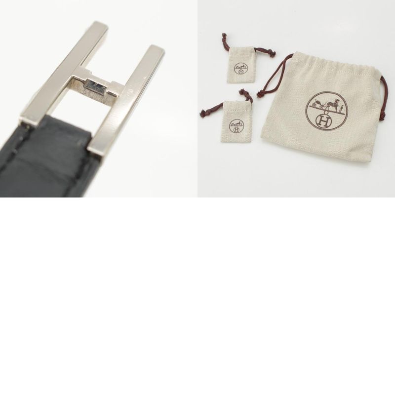 Hermes Epson Leather X Engraved Drag Belt Black