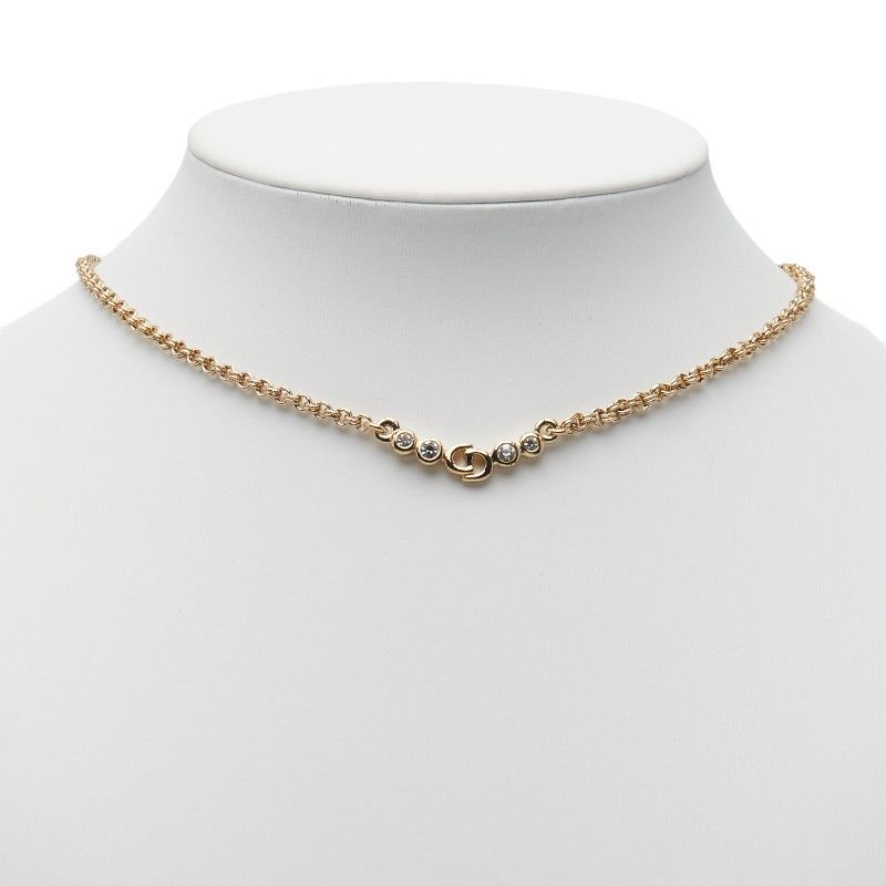 Dior CD Logo Rhinestone Gold Plated Ladies Dior