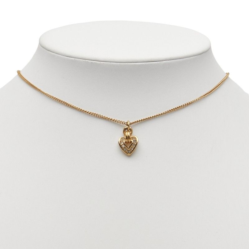 Dior Heart Motif Rhinestone Gold Plated Women's Dior