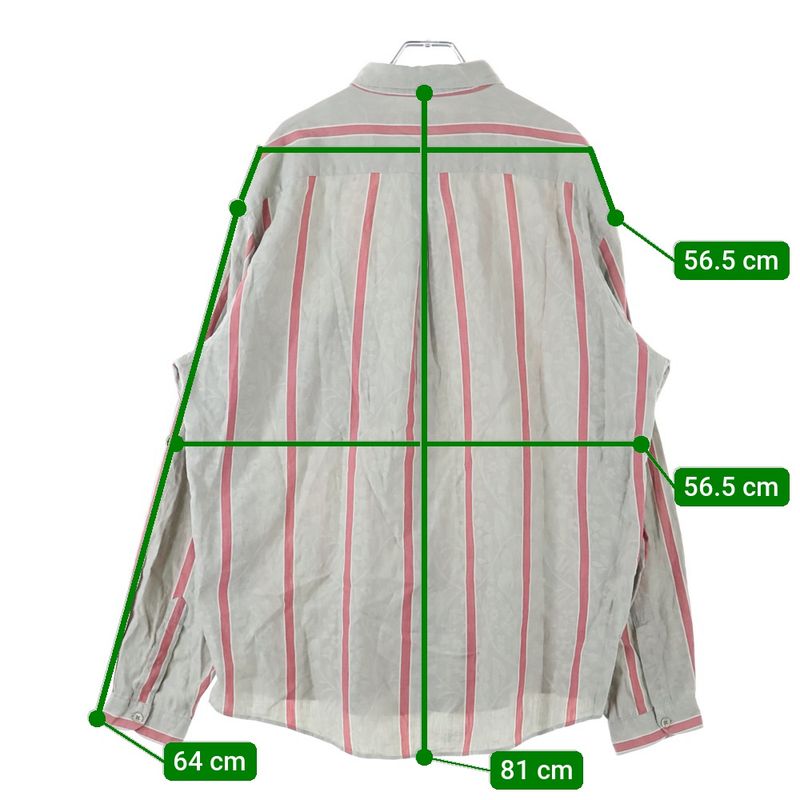 YVES Saint Laurent 90s Striped Right Pocket Cotton Long Sleeve Shirt Red/gray