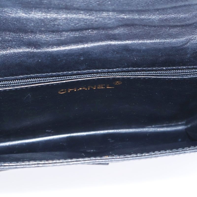 Chanel Coco Mark Lambskin Leather Chain Shoulder Bag Gold Hardware Black 2nd