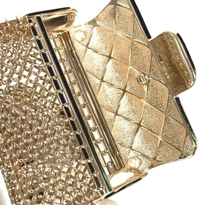 Chanel Bangle Matelasse Quilted Handbag Shape Metal Gold