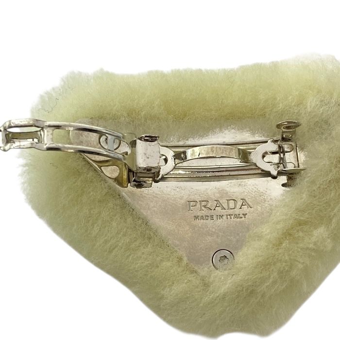 Prada 1if129 2EC9 F0379 Sheer Ring Hair Clip Logo Barrette Hair Clip Pin Hair