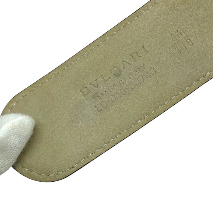 Bvlgari 32743 Belt Accessories Bvlgari Circle Buckle Silver Logo Leather Black