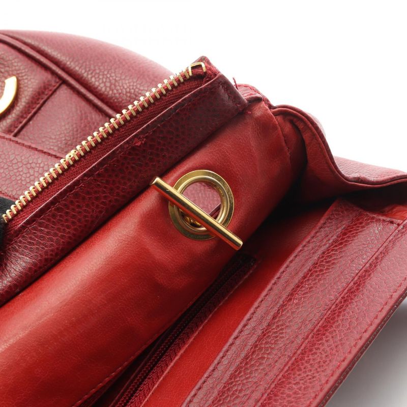 Chanel Shoulder Bag Triple Coco Mark Wine Red Caviar Skin (grained Calf) Triple