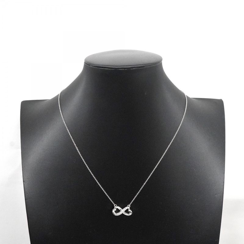 Tiffany & Co Necklace Double Rubbing Heart 18K White Gold White Gold Diamond