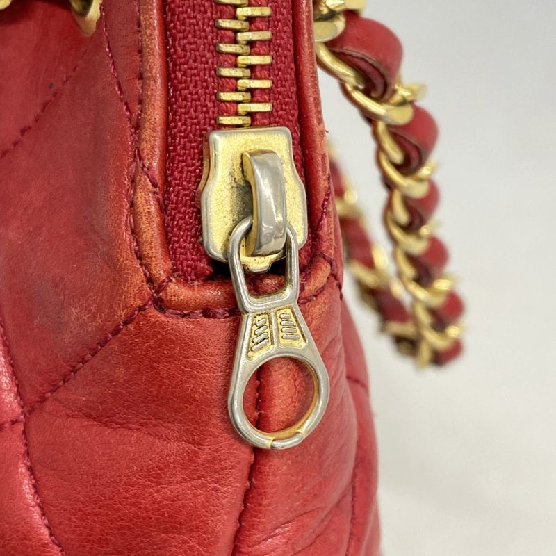 Chanel Handbag Matelasse Lambskin Red Gold Hardware Women