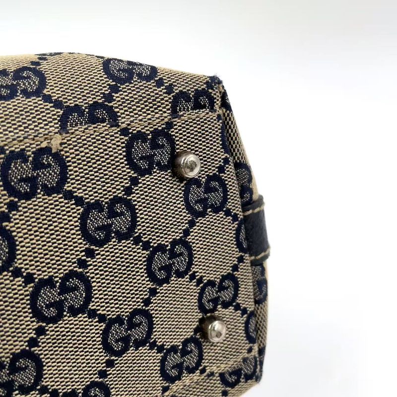 Gucci Sherry Line GG Canvas Leather X Canvas Multicolor Handbag Silver 145759