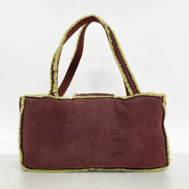 Chanel Handbag Mouton Brown Green Gold Hardware Women