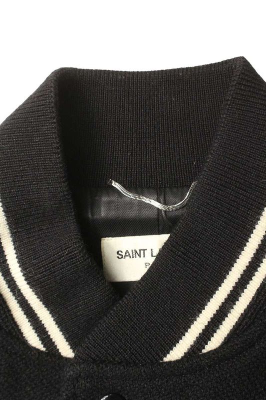 Saint Laurent Paris 354718 Y180w Leather Trim Stajan Blouson Men's 46