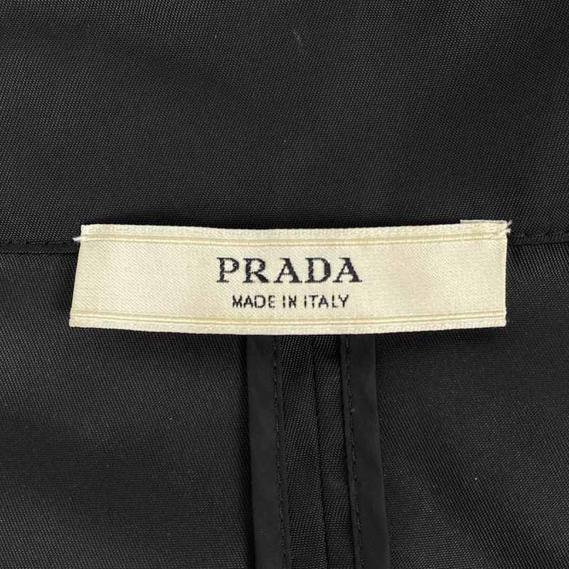 Prada Bijoux Stencil Collar Coat Mid Length Coat Stencil Coat Nylon Nero