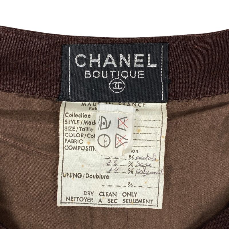 Chanel Coco Mark Button Dress Long Sleeves 23154 Dress Skirt Acetate Silk Nylon