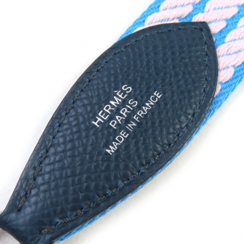 Hermes Caval Togo 25mm (0.98in) Canvas Leather Silver Hardware Shoulder Strap