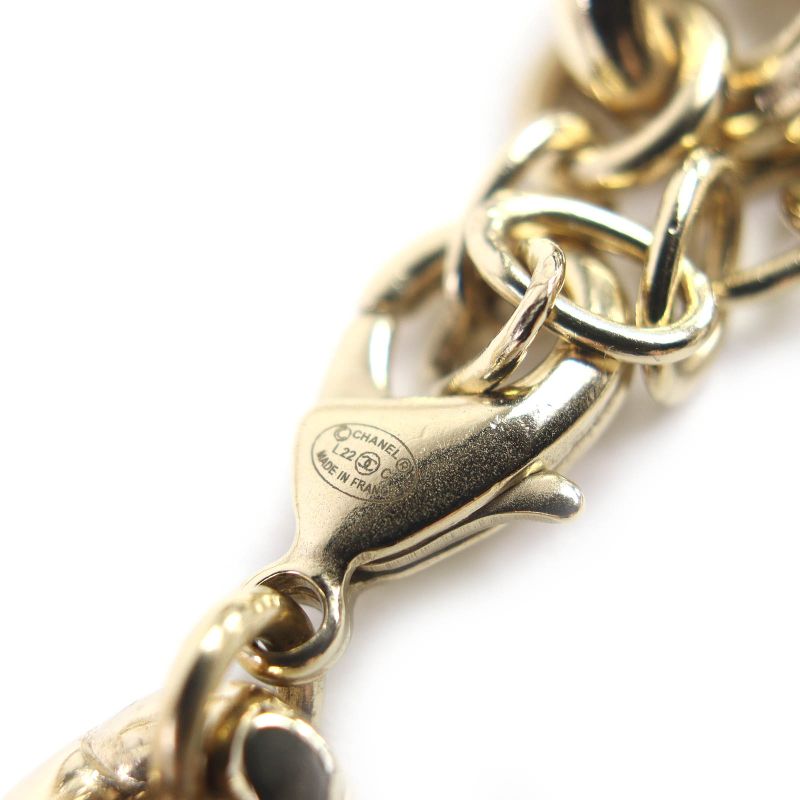 CHANEL Ab7791 L22C Coco Mark Rhinestone Strass Choker Necklace Gold With Box