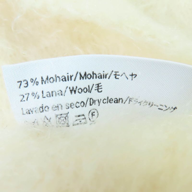 LOEWE Mohair Wool Anagram Leather Large Shawl Scarf With Patch Fringe Ivory