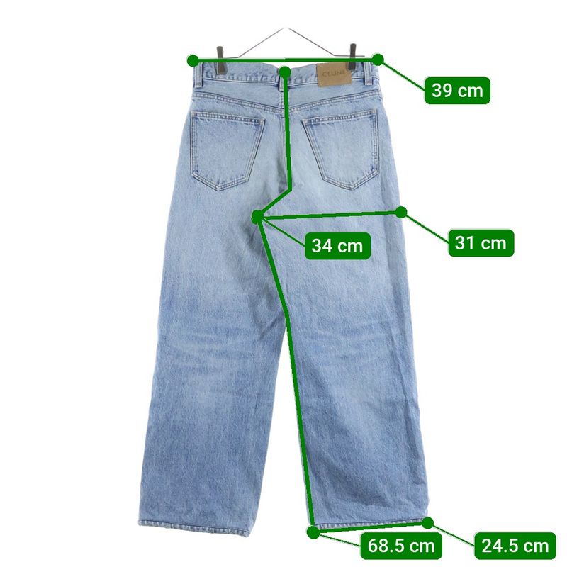 Celine Wide Leg Golden Harmony Washed Straight Denim Pants Jeans Indigo