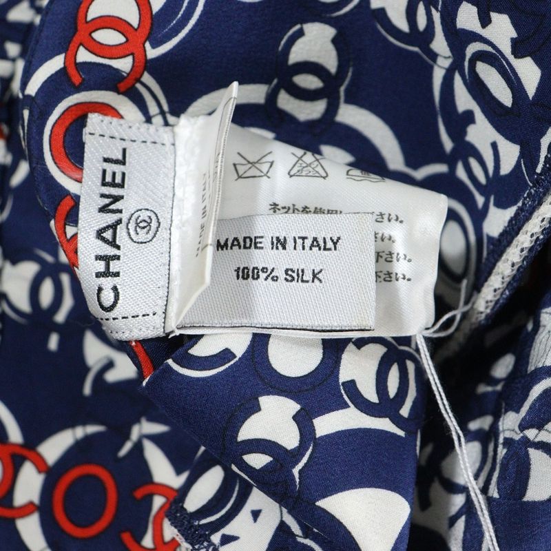 Chanel 07AW Coco Mark Allover Print Square Neck Lace Switch Puff Half Sleeve