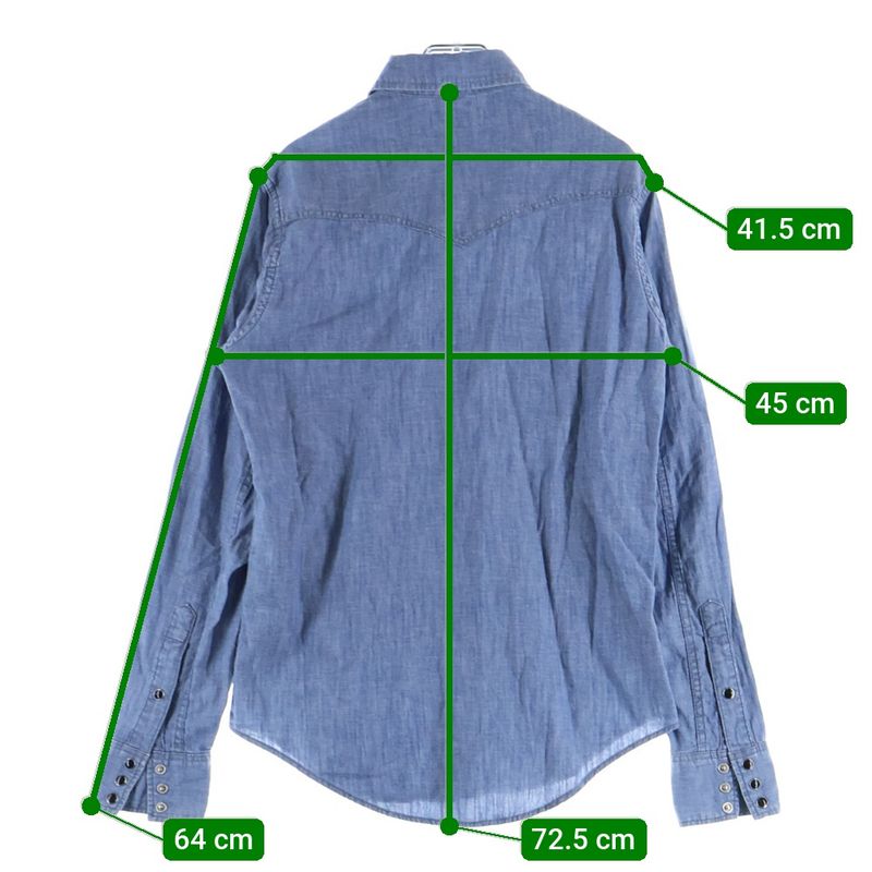 Saint Laurent Paris Western Denim Long-sleeved Shirt Indigo 597059