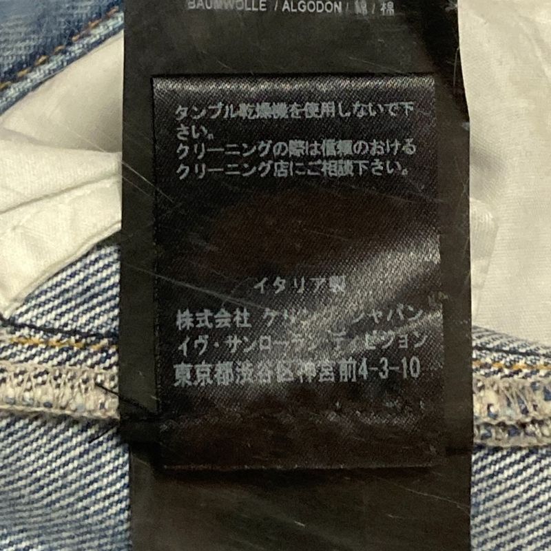 Saint Laurent Paris Heart Studded Denim Shorts 449007 Size 24 Blue Women Used