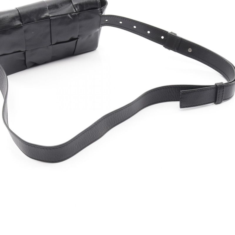 Bottega Veneta Waist Bag Body Bag Cassette Belt Bag 651053 Black Leather Maxi