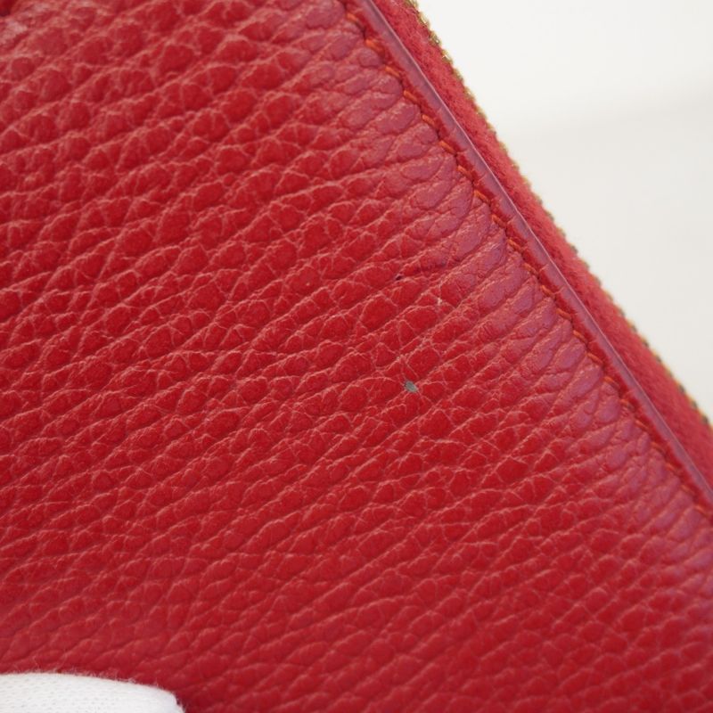 Gucci Long Wallet GG Marmont 456117 Leather Red Gold Hardware Women