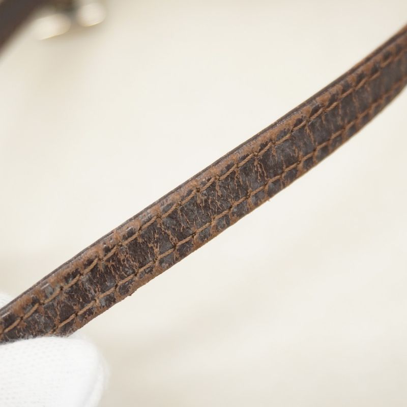 Fendi Handbag Zucca Nylon Canvas Brown Silver Hardware Women