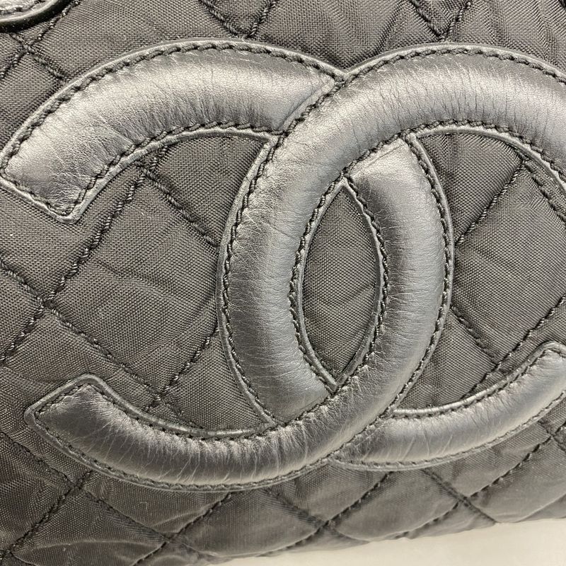 Chanel Tote Bag Paris New York Nylon Black Silver Hardware Women's