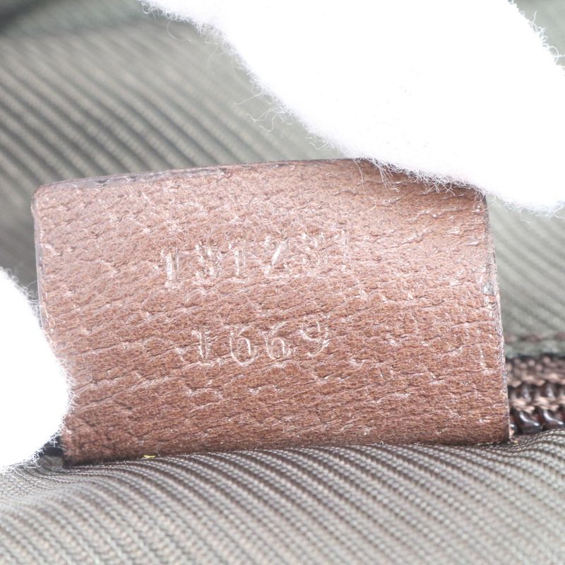 Gucci GG Canvas Sherry Line 131231 Leather Tote Bag Shoulder Business Brown A4