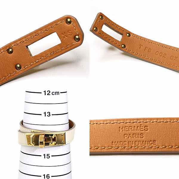 Hermes Leather Bracelet <kelly> Double Tour Vaux Swift T Stamp