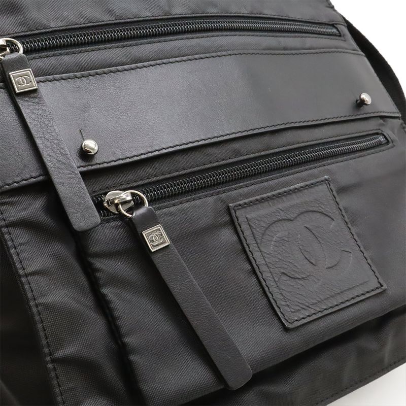 Chanel Sport Line Coco Mark Messenger Bag Shoulder Bag Crossbody Nylon Black